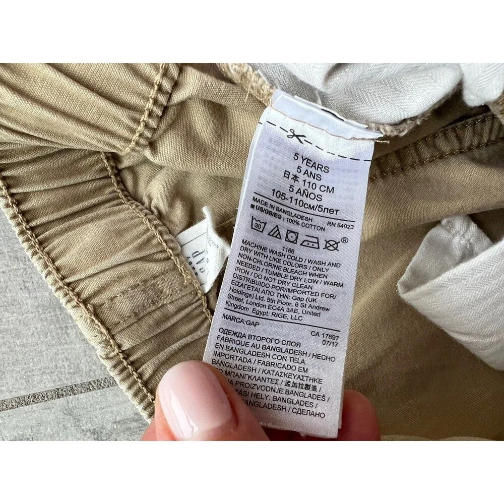 Baby Gap Basic Khaki Tan Beige Jogger Elastic Waist Casual Everyday Pant Chino 5